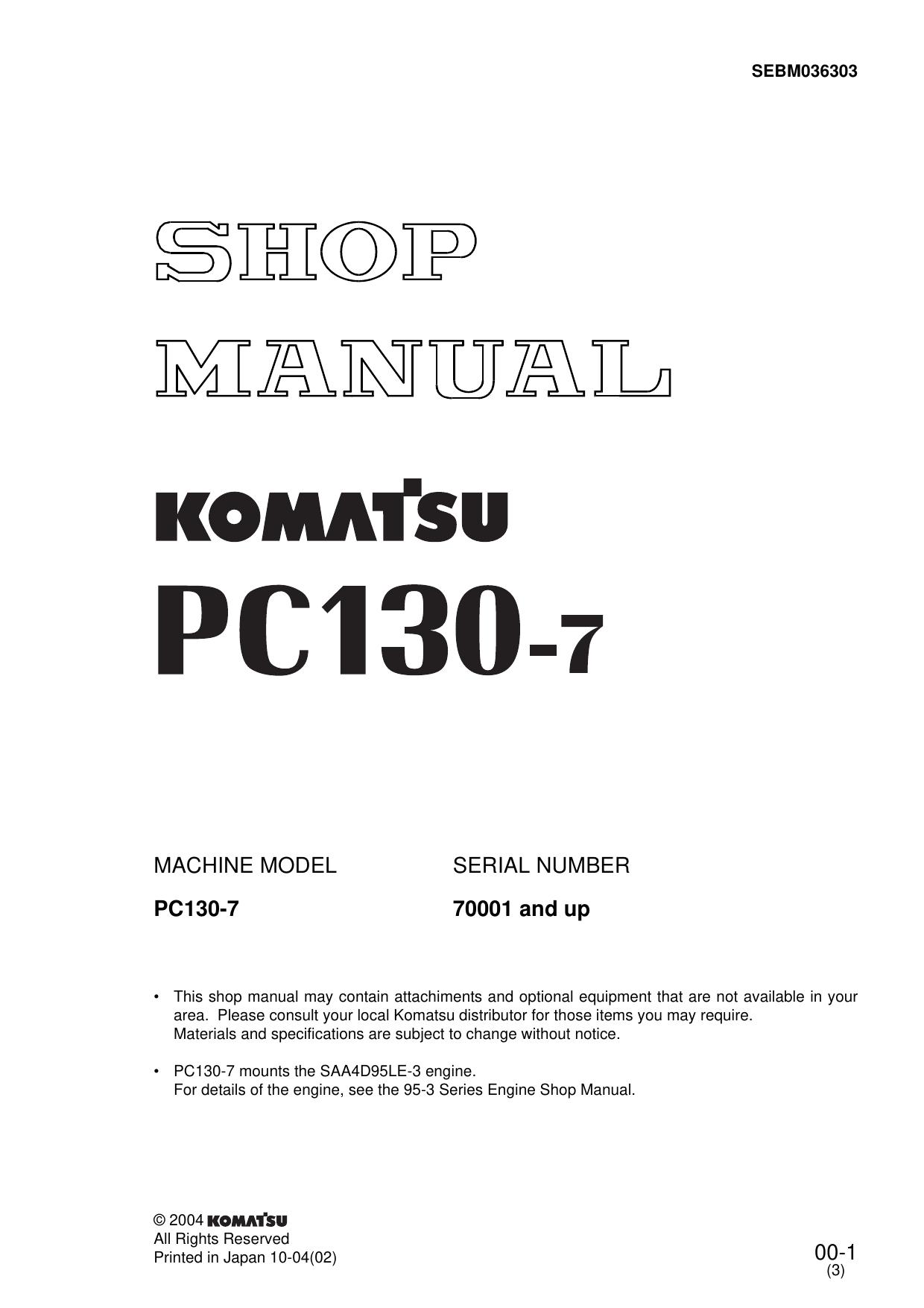 PC130-7 Shop Manual